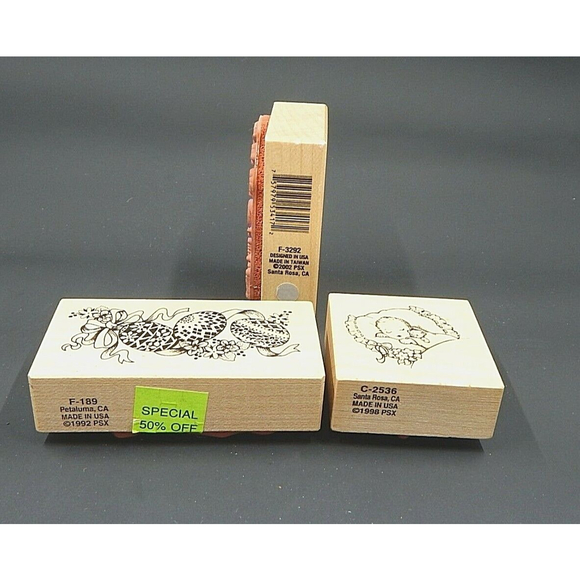 PSX Wood Mounted Rubber Stamps Lot of 3 Easter Egg Baby Spring Vintage - Picture 3 of 4